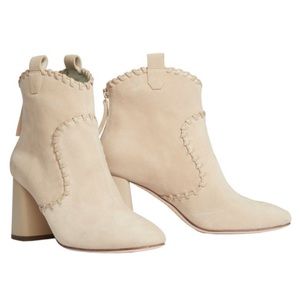 Alice + Olivia Cream Light Tan Suede Myra Booties